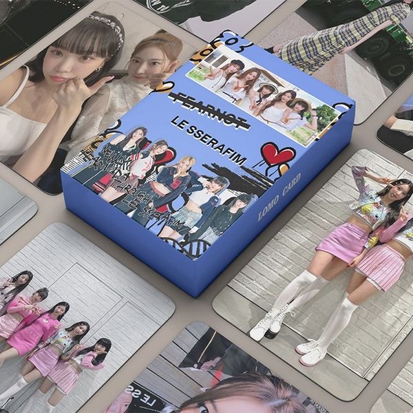 Pegatinas adhesivas 55PCSSet Kpop LE SSERAFIM Álbum SAKURA KAZUHA CHAEWON Po Tarjetas HD Impreso Pocards Lomo Tarjeta para colección de fanáticos 230626