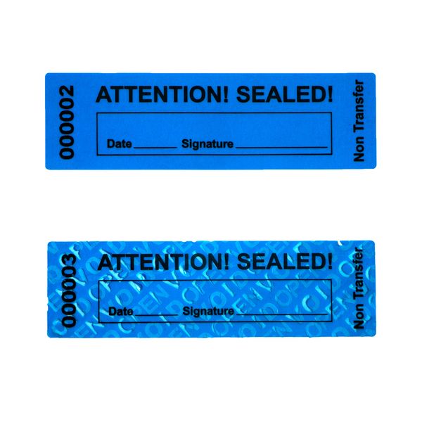 Selbstklebende Aufkleber, blau, manipulationssicher, nicht übertragbar, Sicherheit, Garantie ungültig, Etiketten, Siegel für wiederverwendbare Verpackungen mit der Seriennummer 230630