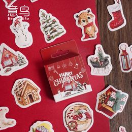 Zelfklevende stickers bulk 10 dozen decoratieve kerstbomen en huizen Santa Gingerbread Man-stickers voor journaling Schattig kantoorbenodigdheden 231025