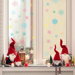 Zelfklevende stickers Kerstmis Gekleurde Sneeuwvlok Glazen ramen en deuren Sfeerdecoratie Thuis Achtergrond Muurrenovatie Muurstickers 231025