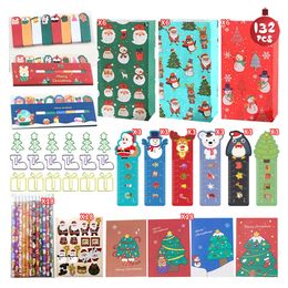 Zelfklevende stickers Kerst briefpapier Cadeautasset Kerstserie Sticker Notitieboekje Potlood Liniaal Cadeau voor Student Countdown Kalender Blind Box 231025