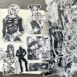 Zelfklevende Stickers JJBA Zwart Wit Anime Sticker Jolyne Cujoh Weerbericht Anasui Amane Schoolbenodigdheden Laptop Telefoon Case Decor 230630