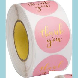 Lijmstickers roze papieren label stickers goud bedanksticker plakboeking 500 stcs voor bruiloft cadeaubon zakelijke verpakkingen stati dhfut