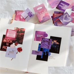 Lijmstickers roze paarse liefdesmateriaal plakkerige dagboekstickers esthetische plakboeksticker voor notebooks Stationery Supplies Pack DHWPQ