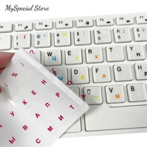 Autocollants adhésifs russe Transparent clavier langue Alphabet noir blanc étiquette pour ordinateur PC Protection contre la poussière accessoires pour ordinateur portable 230707