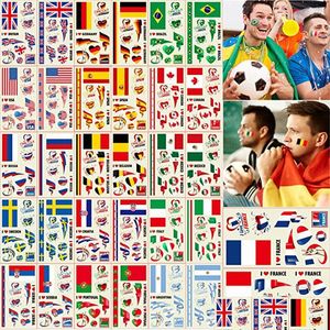 Lijmstickers SJB 39 National Flag Tattoo Tijdelijke stickers Qatar World Soccer Cup voetbal Match Body Art Decoration American M DHKC0