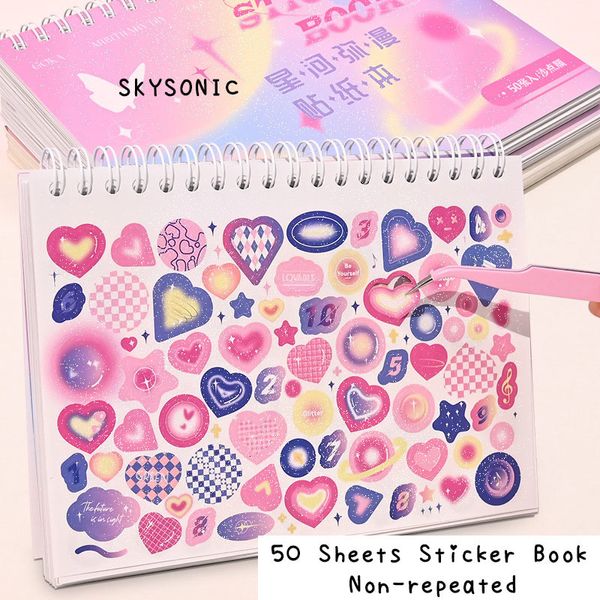 Autocollants Adhésifs SKYSONIC BOBO 50 Feuilles Autocollant Livre Décor Non Répété Scrapbooking Étiquette Idol Kpop Papeterie Cartes Postales Kawaii Autocollant 230715