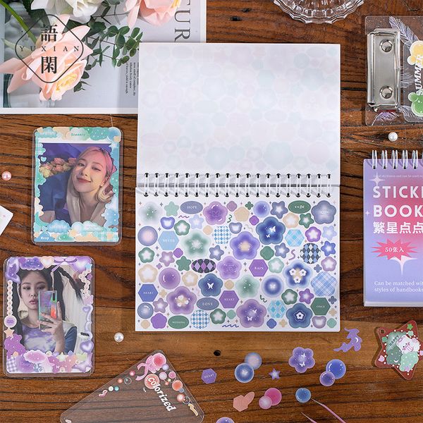 Autocollants Adhésifs SKYSONIC BOBO 50 Feuilles Autocollant Livre NonRepeat Décor Scrapbooking Lable Idol Kpop Papeterie Cartes Postales Kawaii Suppli 230630