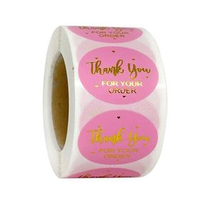 Zelfklevende stickers groothandel 500 stuks/rol bedankt voor uw bestelling roze folie sticker klein zakelijk feest huwelijksgeschenken afdichting envelop Dhhig