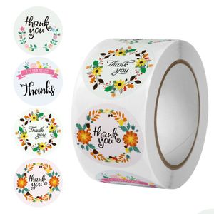 Autocollants adhésifs en gros étiquettes autocollantes florales motif de fleur boutique petite boutique autocollants d'affaires 1 pouce 500 pièces par rouleau pièces Offi Dh7Ay