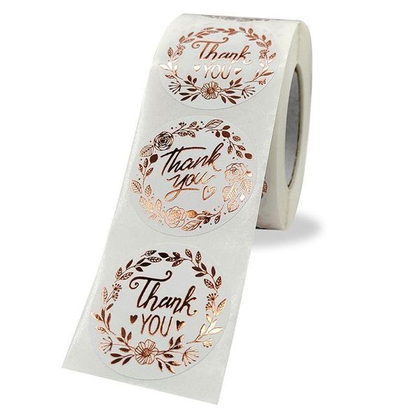 Autocollants adhésifs en gros or rose étiquettes rondes à la main papier kraft bronzant emballage autocollant bonbons dragées sacs boîte-cadeau de mariage Dhvzq