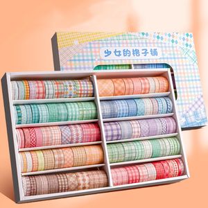 Adhesive Tapes 100Pcs Grid Washi Journal Supplies Basic Masking Tape Scrapbooking Decorative Stationery Cute Washitape 2016 230907