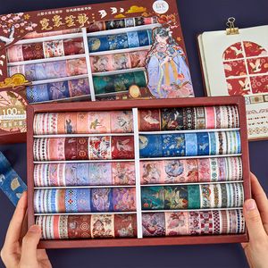 Adhesive Tapes 100pcs Retro Divine Masking Washi Tape Vintage Chinese style Decorative Diy Scrapbooking Art INS Sticker Label 2016 230804