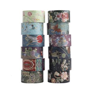 Lijmbanden 12 stks Japanse cultuur washi tape set 20mm2m goudfolie maskering voor huisdiy art stickers decoratie A6033 2016 230818