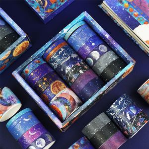 Cintas adhesivas 19 piezas Starry Sky Washi Tape Set Lámina de oro Cinta adhesiva decorativa Kawaii Papelería Scrapbooking Diario Suministros Cinta adhesiva 230703