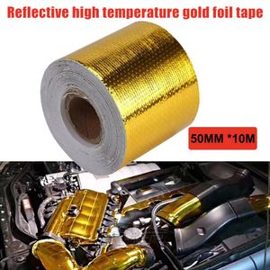 Plakband 50mm x 10M Reflecterende Hoge Temperatuur Goud Roll Adhesive Hitteschild Wrap Tape Verpakking Accessoire YE- 230710