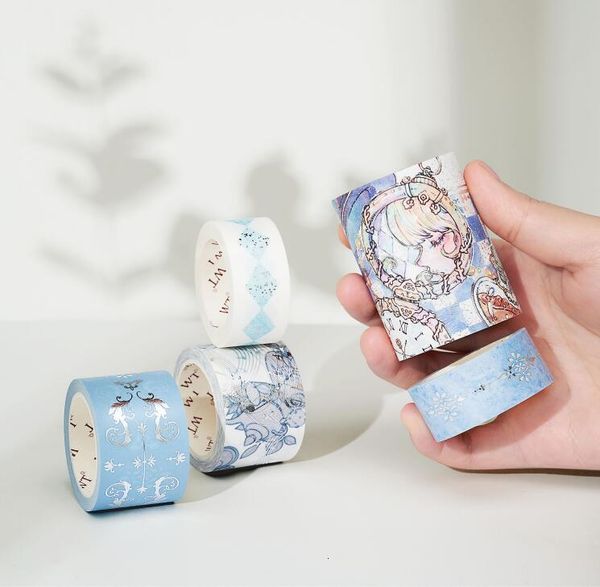 Tapes adhésives Original Alice Washi Tape Blue Silver Bronzing Fairy Girl Lovely Diary Scrapbook Masking Gift Emballage Art Sticker 2016 230816