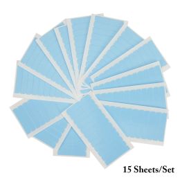 Adhésifs 15 feuilles / pack 4 cm * 0,8 cm Blue Adhesive double face étanche et ruban de remplacement en sueur en extension de cheveux humains