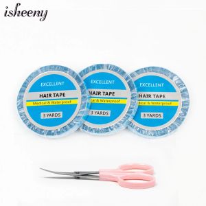 Lijmen 5 rollen blauwe tape 0,8 cm sterke lijm dubbelzijdige tape vervangingssysteem voor tape in menselijke haarverlenging kanten pruiken toupetje