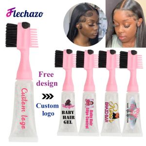 Adhésifs Baby Hair Edges Pro for Black Femmes avec logo sur mesure 5100pcs bord Brosse de cheveux avec gel 3N1 Brouss de poils de cheveux pour bébé gel
