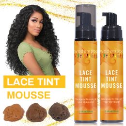 Adhesivos de encaje tinte Mousse impermeable encaje tinte Spray para peluca de encaje tinte para el cabello marrón claro peluca de secado rápido rejillas corrector sin residuos