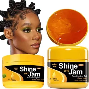 Lijmen Shine And Jam Gel Sterke fixatie Vlechtgel voor Twist Locs Braids Edge No Flake Braiding Gel Edge Control Tames Frizz Hair Styling