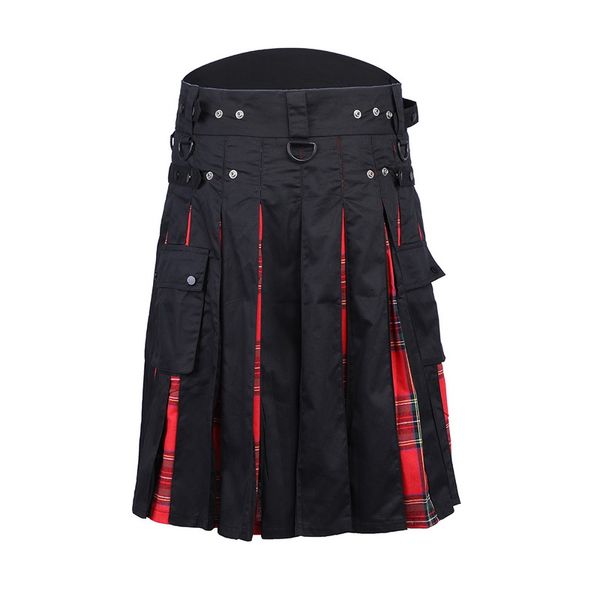 Shorts pour hommes ADISPUTENT 2021 hommes taille jupe décontractée pantalon solide Plaid Punk hip-hop avant-garde mode ecosse pantalon écossais Kilt