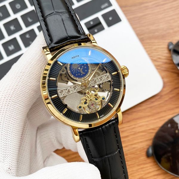 Reloj ADITA de alta calidad para hombres y mujeres, movimiento mecánico automático, acero inoxidable, oro de 18 quilates, importado de origen suizo, reloj de buceo para parejas de cuarzo superior RX00061