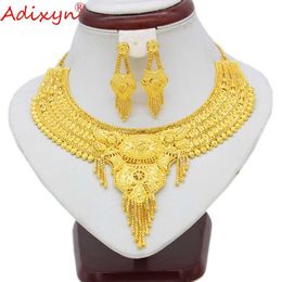 Adixyn 2018 Dubai collier boucles d'oreilles ensemble de bijoux pour femmes couleur or bijoux éthiopien/arabe/inde mariage/fête accessoire N10078 H1022