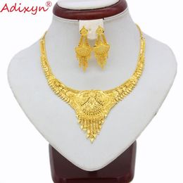 Adixyn Dubai gland collier boucles d'oreilles ensemble de bijoux pour femmes fille couleur or africain éthiopien inde bijoux de fête de mariage N112143030