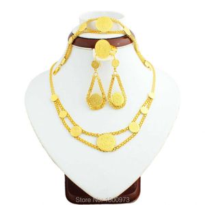 Adixyn – ensemble de bijoux de mariage en or 18 carats, collier/boucle d'oreille/bague/Bracelet pour femmes africaines, Nigeria, éthiopien, Kenya, bijoux H1022