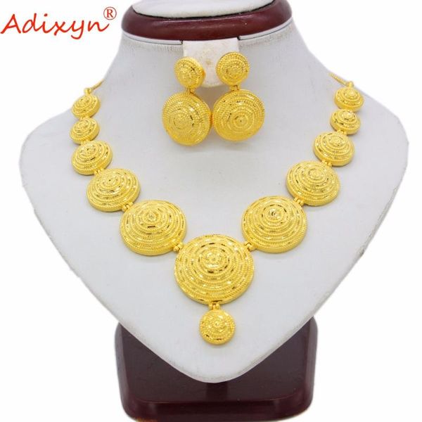 Boucles d'oreilles Collier ADIXYN India Gold Couleur / Bijoux de cuivre Ensembles Cuker Africain / Nigérian Bridal Accessoires de mariage cadeau N06081