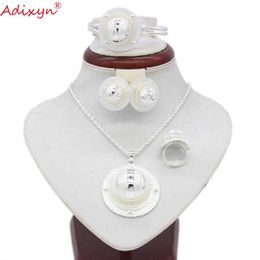 Adixyn argent collier éthiopien/pendentif/boucles d'oreilles/bague/bracelet ensembles de bijoux couleur argent Habesha cadeaux de mariage africains N06155 H1022