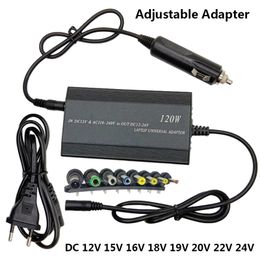 Ajustable 120W 220v 110v a 12V 15V 16V 18V 19V 20V 22V 24V Cargador de coche Universal AC DC Adaptador de corriente Suministro Usb Notebook Laptop