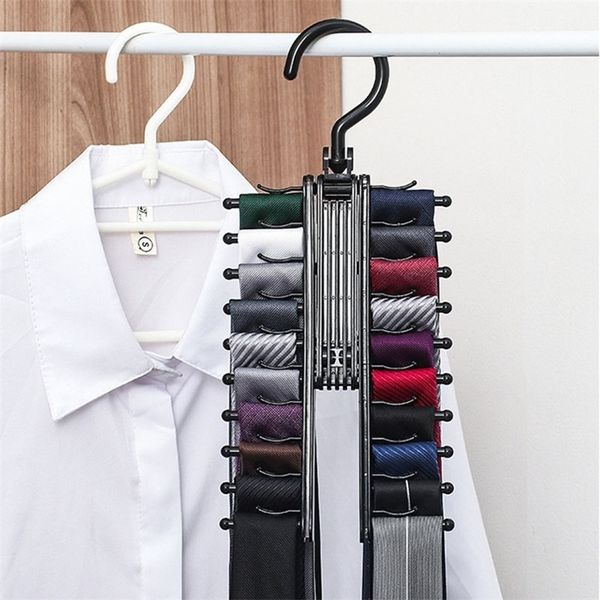 Réglable 360 degrés rotatif 20 noeud papillon support de rangement ménage cravate étagère ceinture foulard en soie artefact armoire organisateur cintres 220815