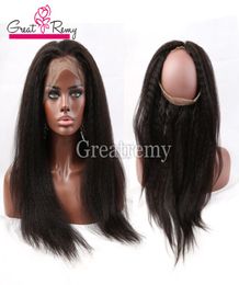 Réglable 360 Frontal 2242 pouces Kinky Droite Dentelle Suisse Cheveux Brésiliens Greatremy Cheveux Humains Pleine Bande De Dentelle Frontale avec Bébé Ha1134836