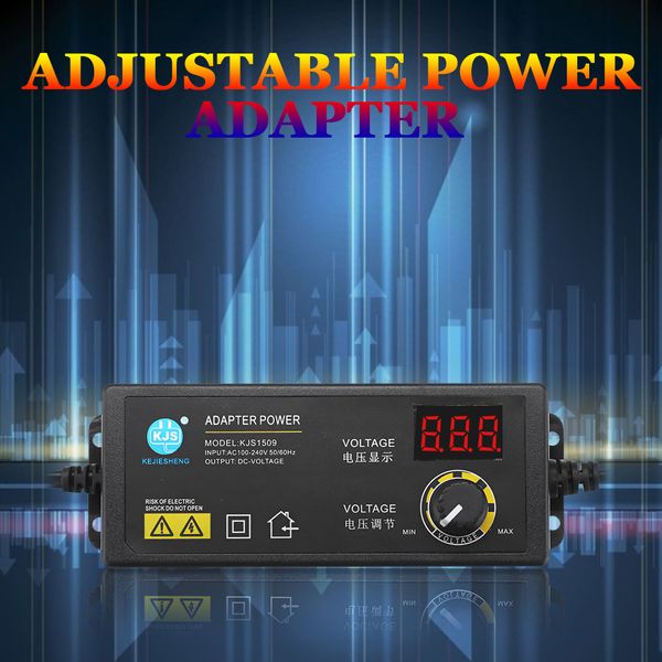 Réglable 3V 5V 6V 9V 12V 24V 36V 1.7A 2A 5A 60W Adaptateur Universal AC / CC Affichage Écran Tension d'alimentation régulée Adatpor