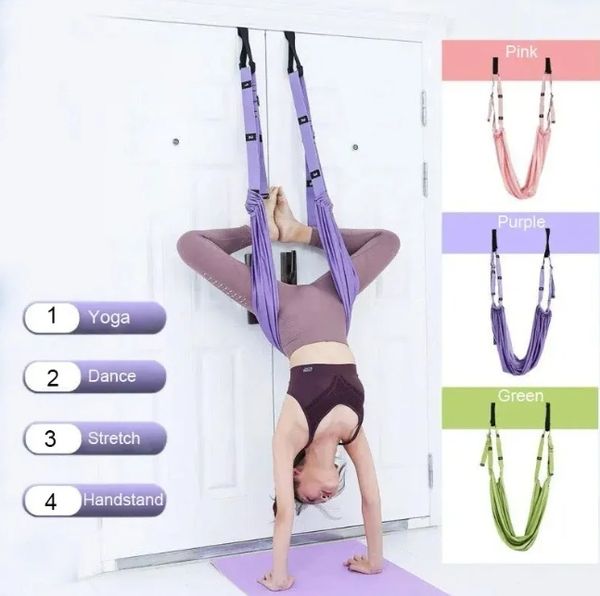 Sangle de Yoga aérienne réglable, élastique, extensible, porte suspendue, ceintures de Yoga, hamac, balançoire, Fitness, corde de support, dispositif d'entraînement pour femmes