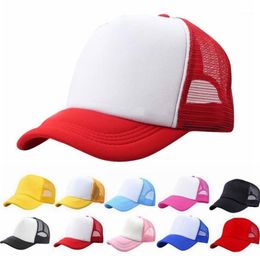Verstelbare honkbalhoed Kind Solid Casual Patchwork Hats For Boy Girls Caps Classic Trucker Summer Kids Mesh Cap Sun Hat1246E