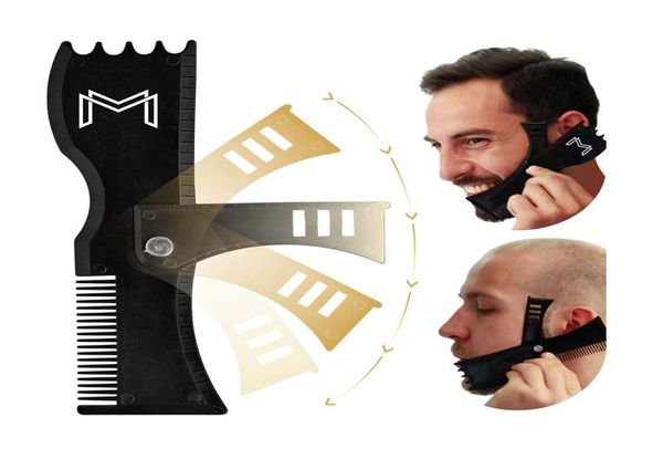 Outil de mise en forme de la barbe réglable avec peigne et modèle de style édineur de gamme de barbe à l'outil de gamme pour hommes avec personnalité7305085