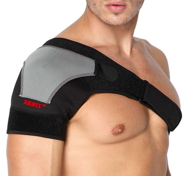 Ajustable transpirable gimnasio cuidado deportivo soporte de un solo hombro soporte para espalda correa de protección envoltura cinturón banda almohadillas vendaje negro hombres mujeres 5761821