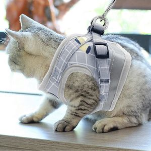 Accessoires de chat réglables harnais collier de chaton réfléchissant et ensemble de laisse fournitures marchandises pour petits chiens lapins chiots 240229