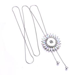 Chaînes réglables bouton pression tournesol breloques pendentif bijoux Zircon Fit 18mm boutons pression collier pour femmes Noosa