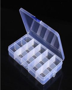 Caja de almacenamiento de contenedor de herramientas de plástico con compartimento compacto ajustable de 15 rejillas, caja de joyería, pendientes, cajas de cosas pequeñas, contenedores 9667510