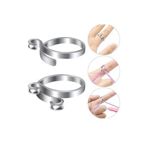 Anillo de ganchillo ajustable, guía de hilo para dedo, anillos de tensión para tejer, anillo de hilo Retro para mujer, tejido rápido y cómodo