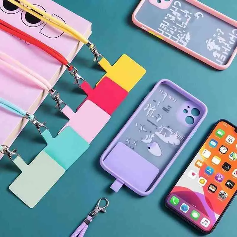 Regulowany crossbody Patch Telefon Smarardów Pasek telefonu komórkowego Nylon Nylon miękka linowa linowa komórkowa telefon wiszący przewód z tyłu naklejka