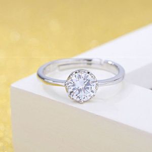 Einstellbare Krone Ring Finger Silber Frauen Diamant Braut Eheringe Modeschmuck wird und sandig