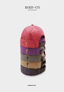 Ajustable Docker Sailor Biker Cap Hombres Mujeres Casual Algodón bordado árbol de coco Cráneo sin ala Gorro de invierno Sombrero Color sólido Y25590582