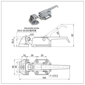 Manija de puerta ajustable horno gabinete de vapor manija de la puerta de la puerta del equipo industrial cerradura de la puerta