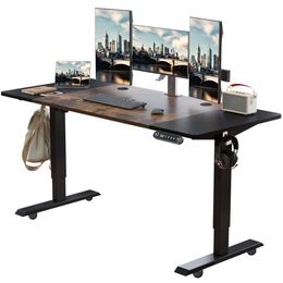 Verstelbaar elektrisch staande bureau, 55 x 24 inch Stand -up bureau met geheugenpers door TexinPress, Sit Stand Desk met espresso en zwarte top